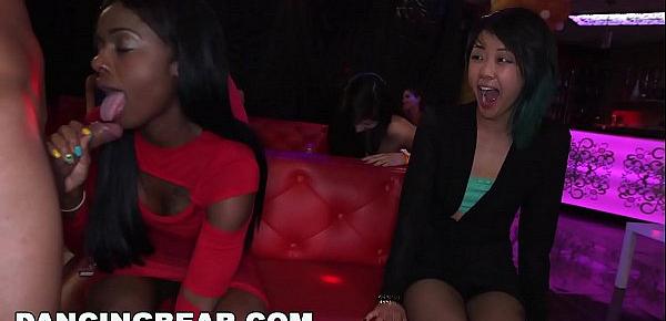  DANCING BEAR - Interracial Crowd Of Babes Gagging On Big Dicks